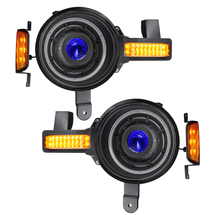 Product view of Oculus™ ColorSHIFT® Bi-LED Projector Headlights for 2021+ Ford Bronco with blue projector