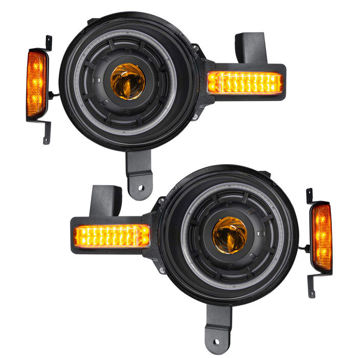 Product view of Oculus™ ColorSHIFT® Bi-LED Projector Headlights for 2021+ Ford Bronco with amber projector