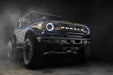 Three quarters view of Ford Bronco with Oculus™ ColorSHIFT® Bi-LED Projector Headlights installed with white halos on