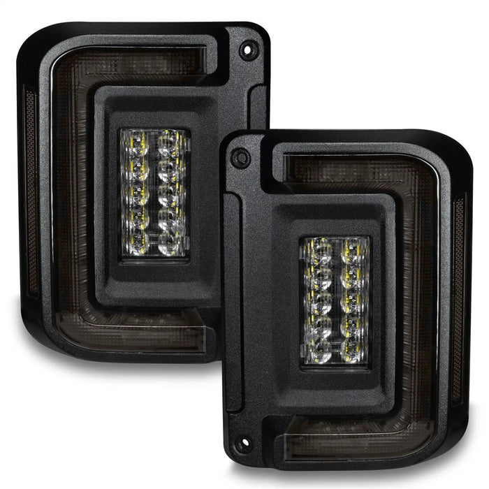 Flush Mount LED Tail Lights for 2007-2017 Jeep Wrangler JK with tinted lens