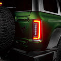 Close-up of Tinted Flush Style LED Tail Lights installed on Ford Bronco, with brake lights on.