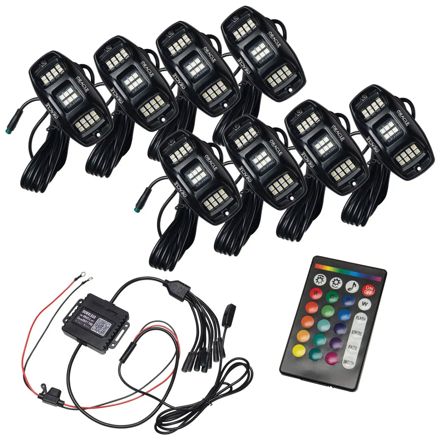 ColorSHIFT RGB+W Underbody Wheel Well Rock Light Kit with wiring and remote