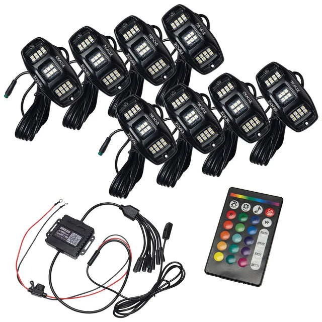 ColorSHIFT RGB+W Underbody Wheel Well Rock Light Kit with wiring and remote