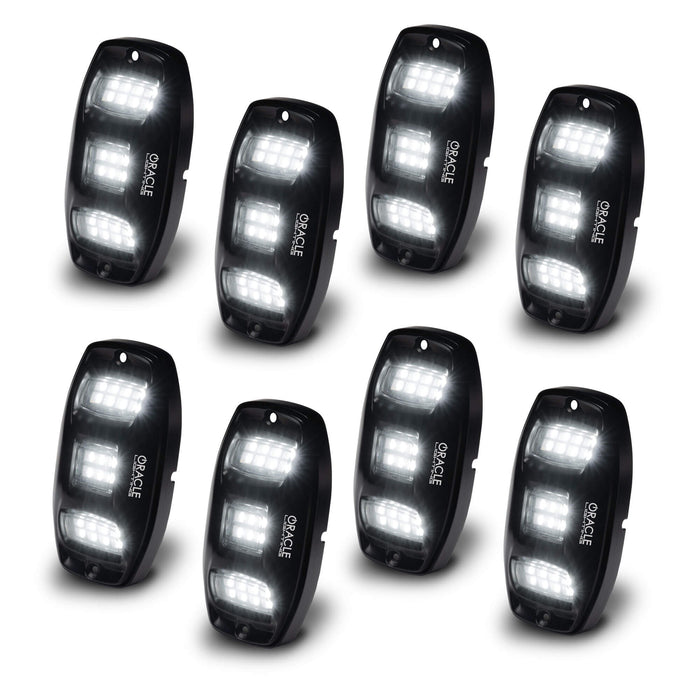 8 oversized rock light pods with white LEDs