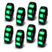 8 oversized rock light pods with green LEDs