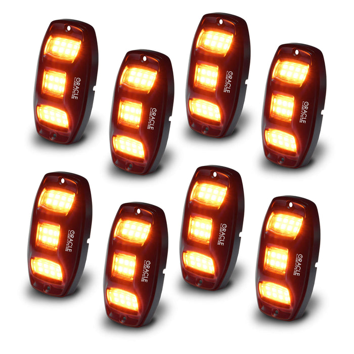 8 oversized rock light pods with amber LEDs