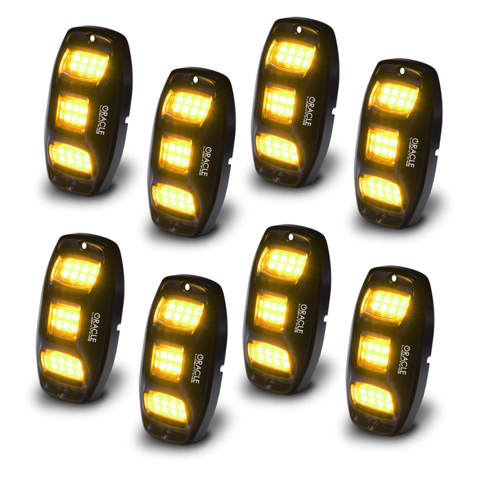 8 oversized rock light pods with yellow LEDs