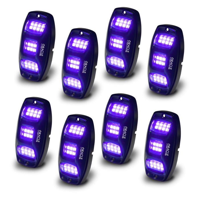 8 oversized rock light pods with purple LEDs