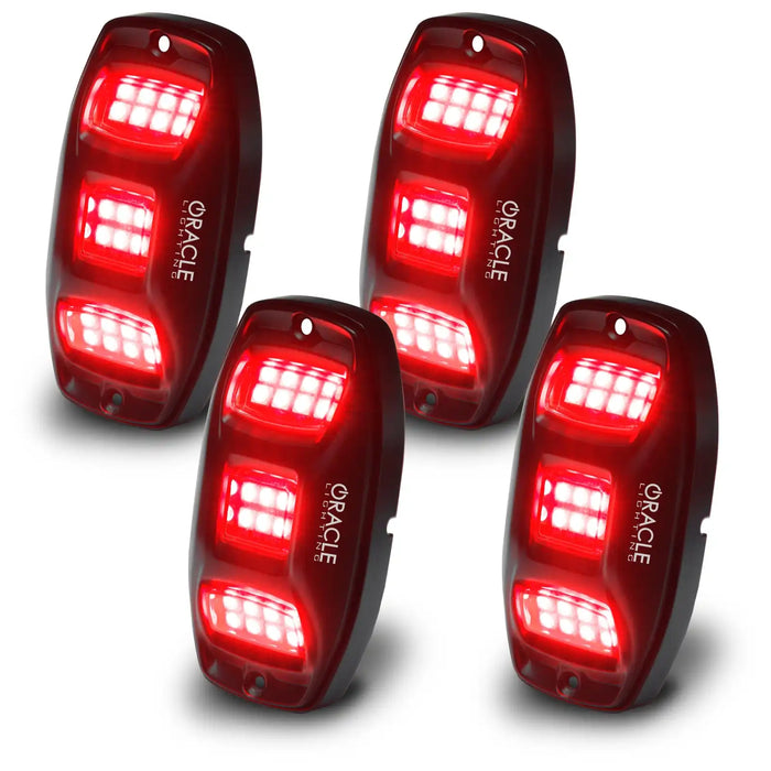4 piece rock light glowing red
