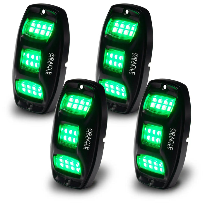 4 piece rock light glowing green