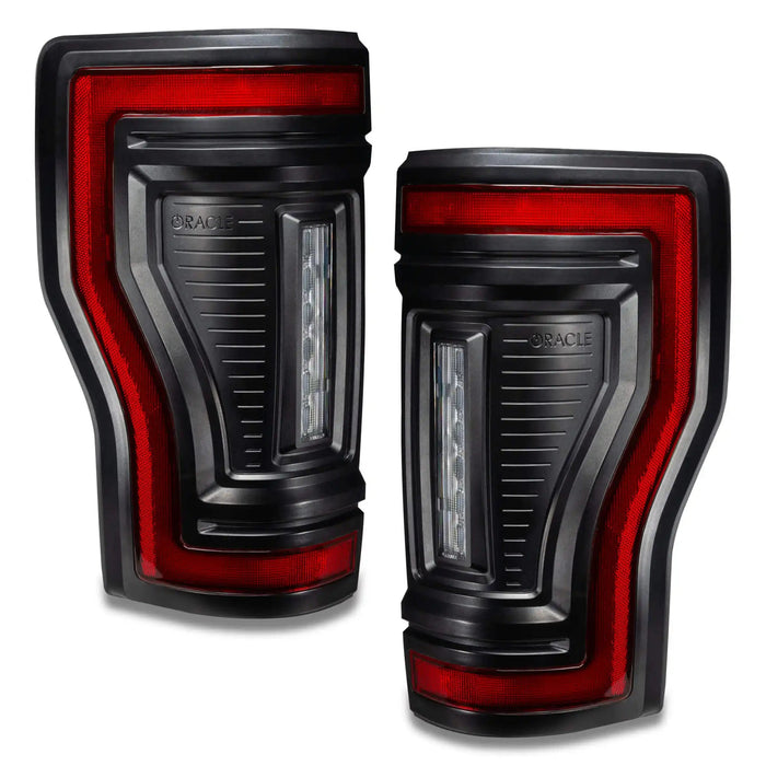 Angled view of Flush Mount LED Tail Lights for 2017-2022 Ford F-250/350 Superduty with standard lens.