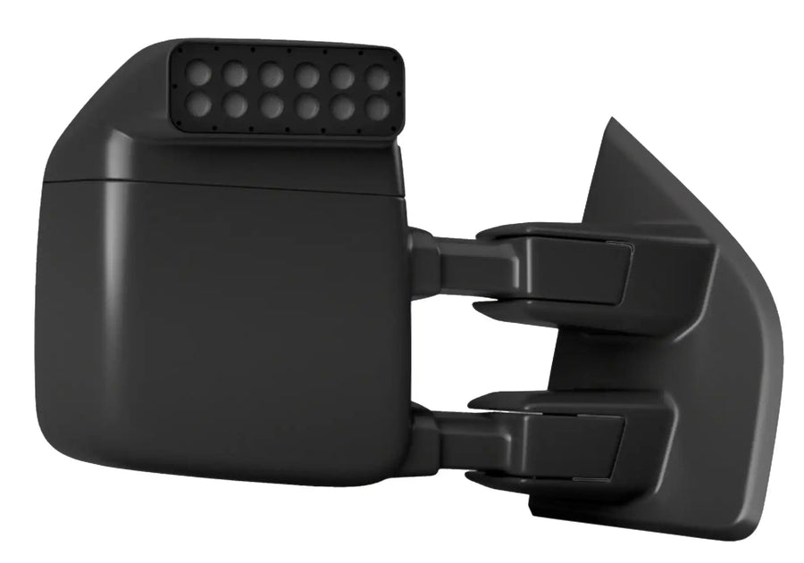 CAD graphic of 2017-2022 Ford Super Duty LED Off-Road Side Mirror Ditch Lights installed