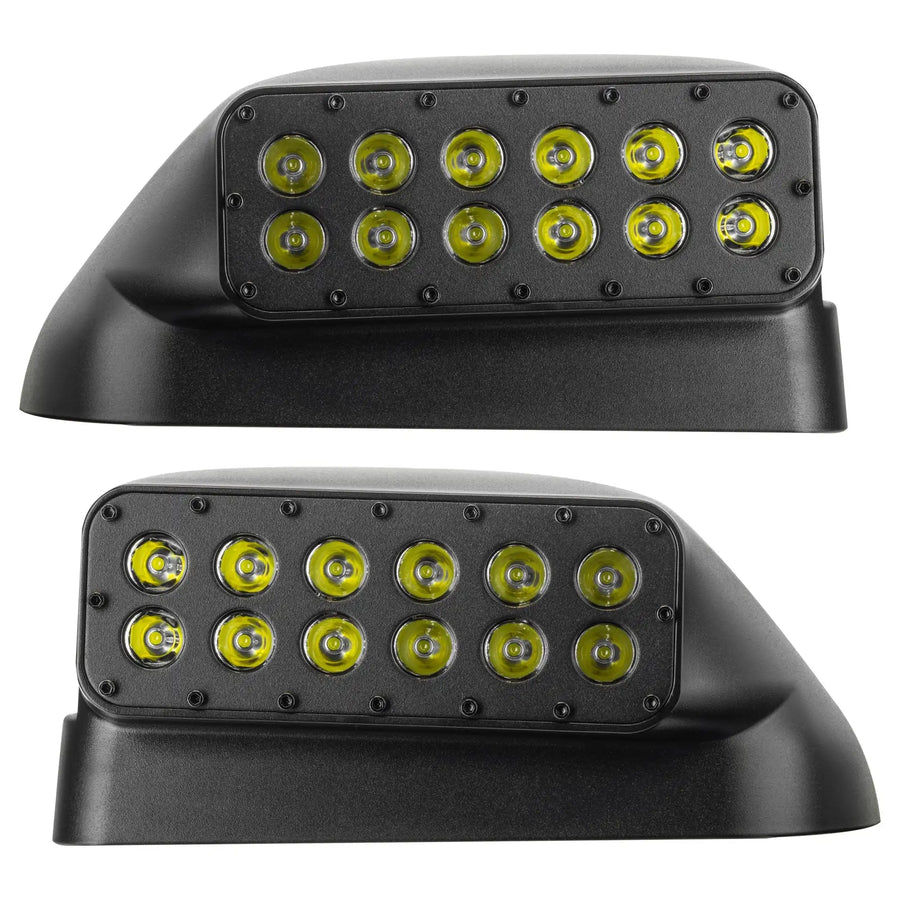 Front view of 2017-2022 Ford Super Duty LED Off-Road Side Mirror Ditch Lights