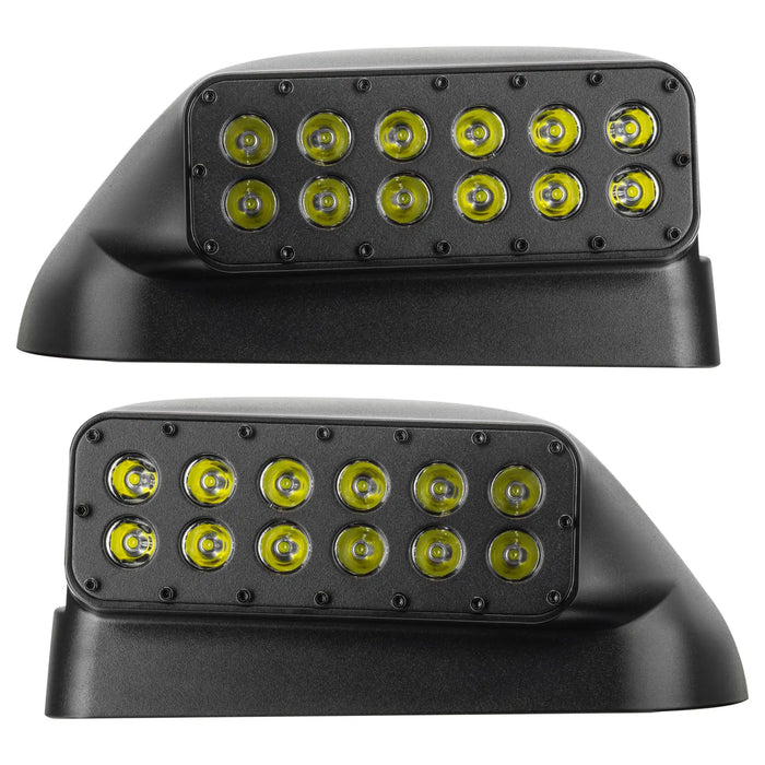 Front view of 2017-2022 Ford Super Duty LED Off-Road Side Mirror Ditch Lights