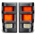 Front view of Jeep Comanche MJ LED Tail Lights with DRLs on