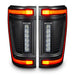 Front product view of Flush Style LED Tail Lights for 2021-2024 Ford F-150 with running lights on