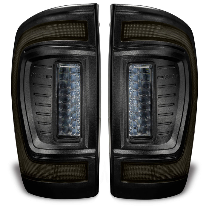 Front view of Tinted Flush Style LED Tail Lights for 2016-2023 Gen 3 Toyota Tacoma