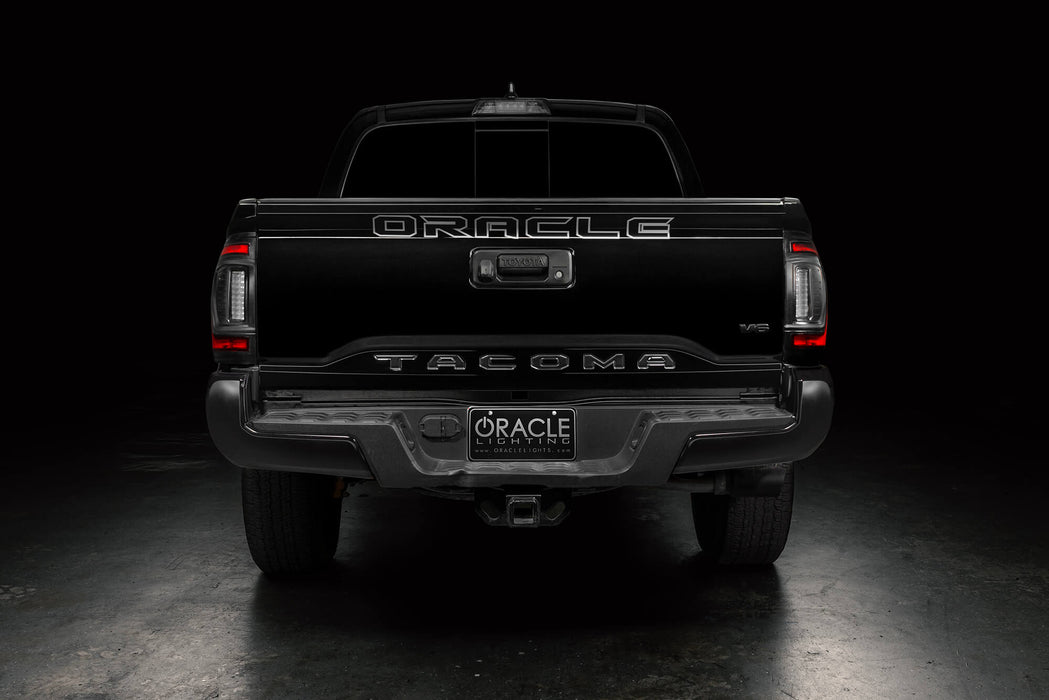 Rear view of black Toyota Tacoma with Flush Style LED Tail Lights installed