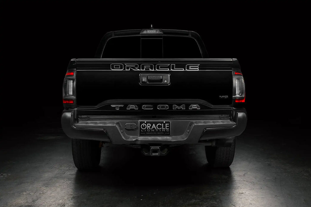 Rear view of black Toyota Tacoma with Flush Style LED Tail Lights installed
