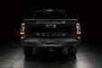 Straight rear view of black Toyota Tacoma with Flush Style LED Tail Lights installed and brake lights on