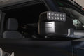 Close-up of a LED Side Mirror installed on a Ford Bronco with Puddle Light upgrade