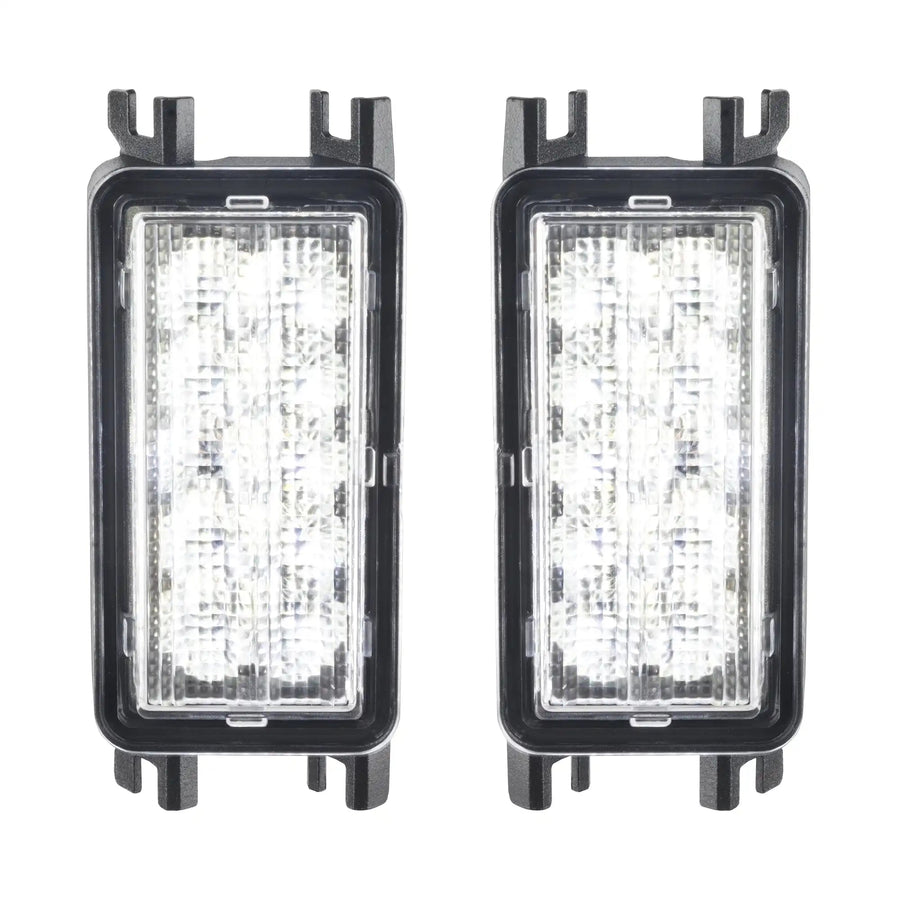 Front product view of Dual Function Amber/White Reverse LED Module for Jeep Wrangler JL Flush Tail Lights with white LEDs
