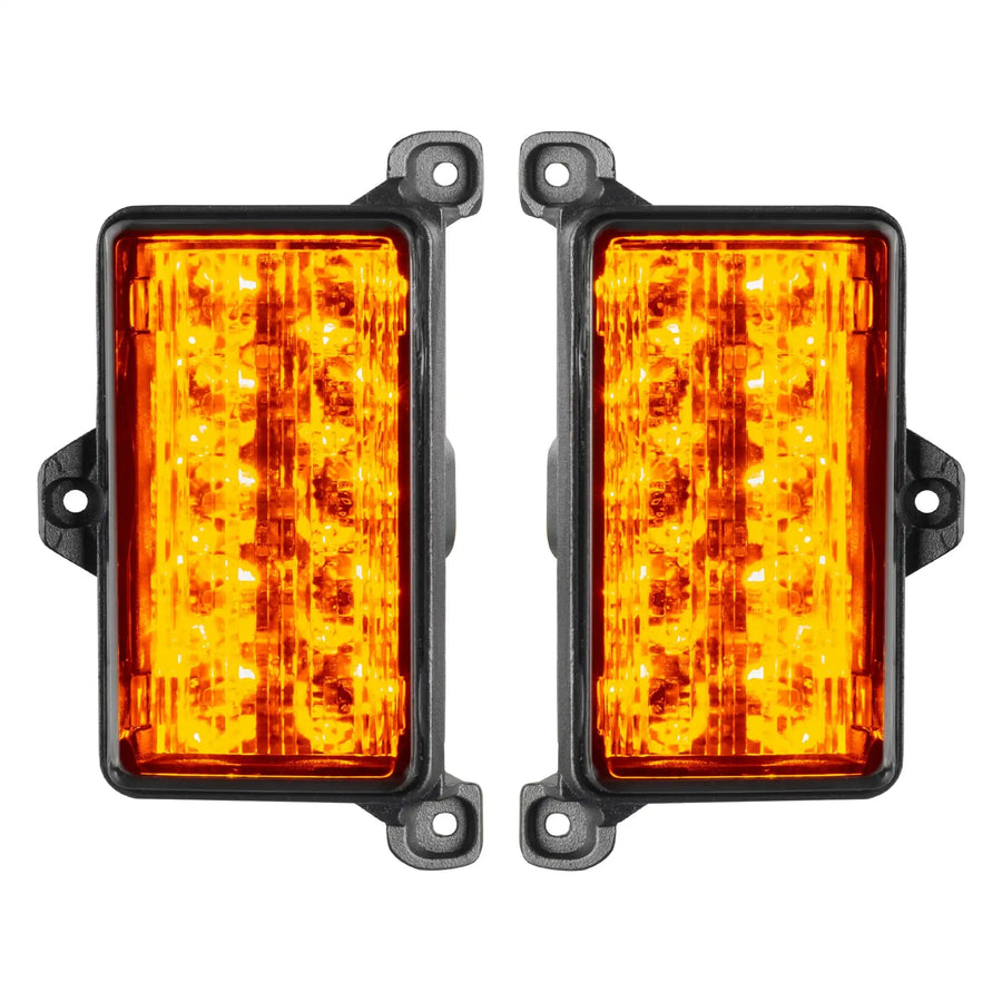 Front product view of Dual Function Amber/White Reverse LED Module for Jeep Gladiator JT Flush Tail Lights with amber LEDs