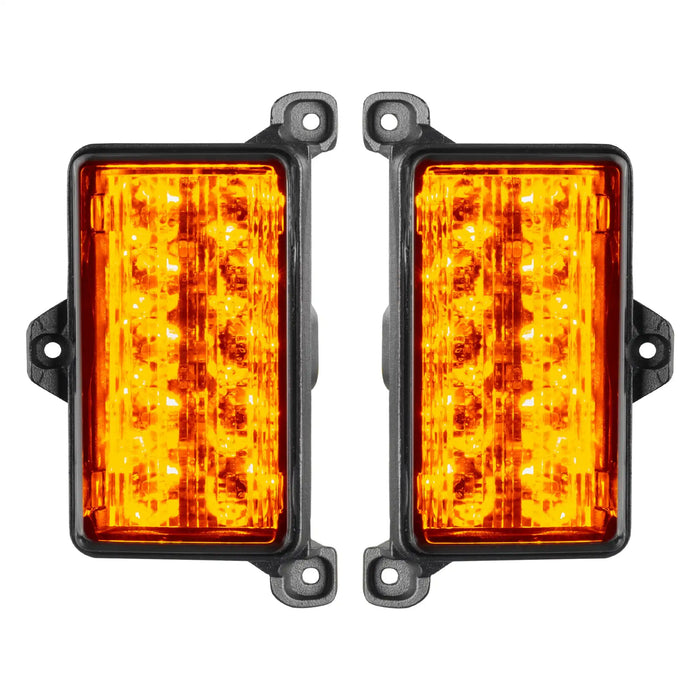 Front product view of Dual Function Amber/White Reverse LED Module for Jeep Gladiator JT Flush Tail Lights with amber LEDs