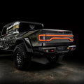 Three quarters view of Jeep Gladiator JT with Racetrack Tailgate DRL on