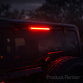 Linear Universal LED 3rd Brake Light (CHMSL) Module - Red illuminated on a vehicle at night, enhancing visibility.