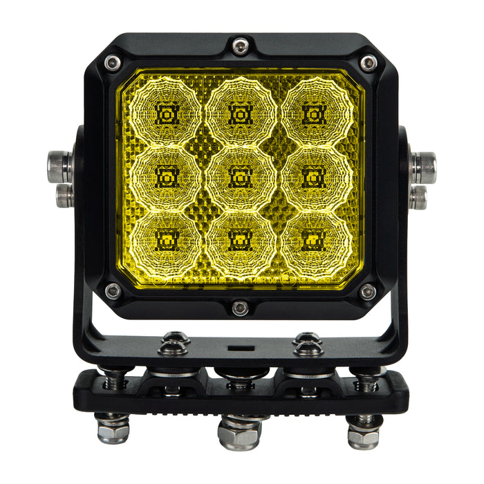 Yellow LED light bar with black frame on a white background