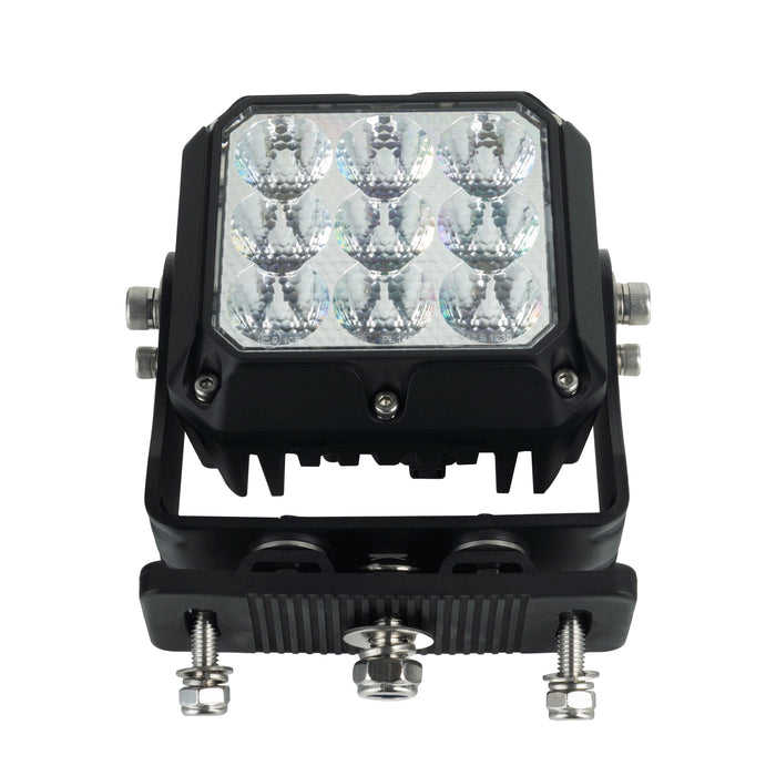 Square LED work light with multiple bulbs on a white background