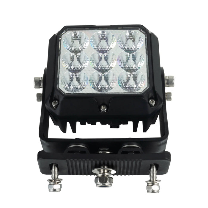 Square LED work light with multiple bulbs on a white background
