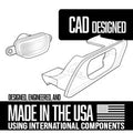 CAD designed components, made in the USA using international parts, showcasing innovative automotive design.