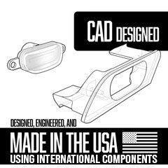 CAD designed components, made in the USA using international parts, showcasing innovative automotive design.