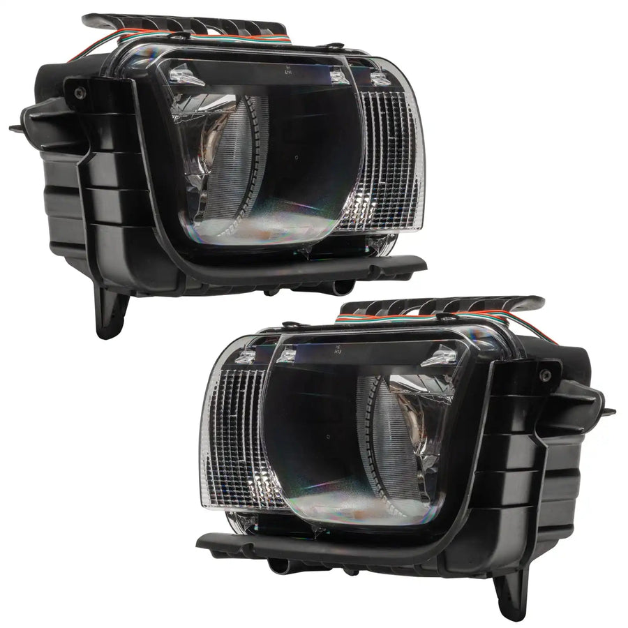 Angled view of 2010-2013 Chevrolet Camaro Non RS Pre-Assembled Headlights - Dynamic ColorSHIFT