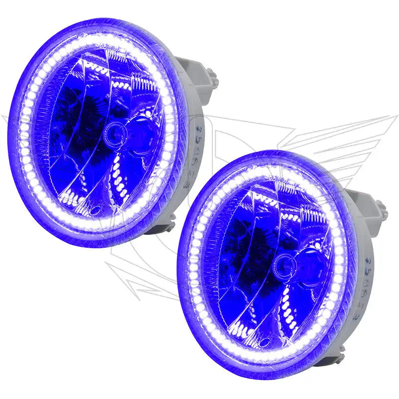 Chevrolet Camaro fog lights with purple LED halo rings.