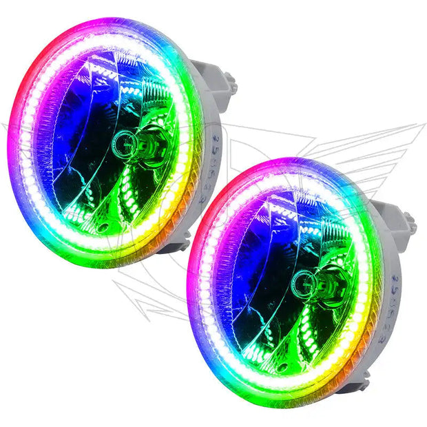 Chevrolet Camaro fog lights with ColorSHIFT LED halo rings.