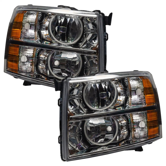 2007-2013 Chevy Silverado Pre-Assembled Halo Headlights - Chrome Housing