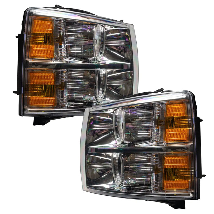 2007-2013 Chevy Silverado Pre-Assembled Halo Headlights - Chrome Housing