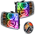 2007-2013 Chevy Silverado Pre-Assembled Halo Headlights - Chrome Housing with RF Controller.