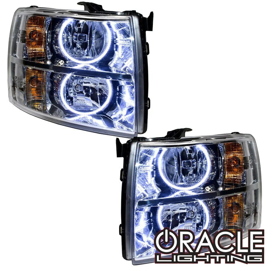 2007-2013 Chevy Silverado Pre-Assembled Halo Headlights - Chrome Housing