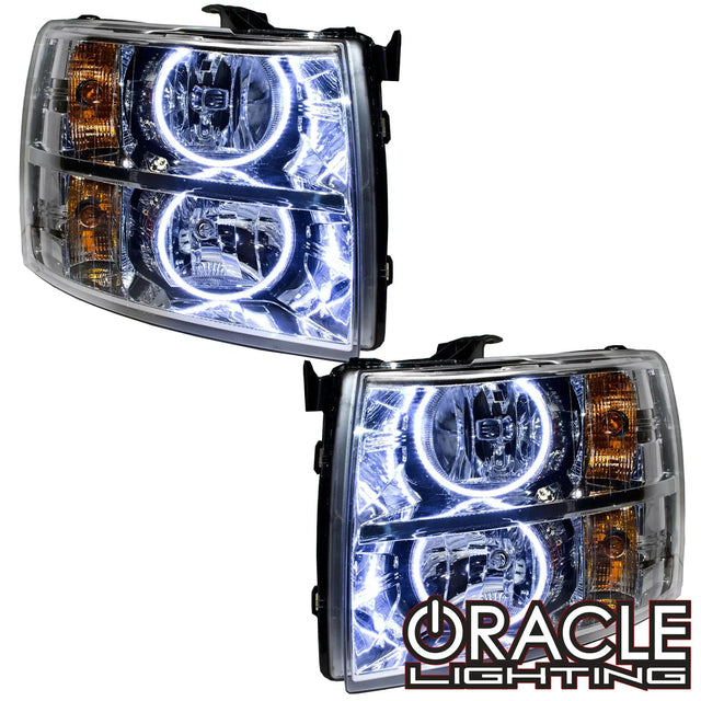 2007-2013 Chevy Silverado Pre-Assembled Halo Headlights - Chrome Housing