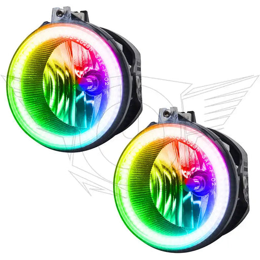 2007-2009 Chrysler Aspen Pre-Assembled Halo Fog Lights with ColorSHIFT LED halo rings.