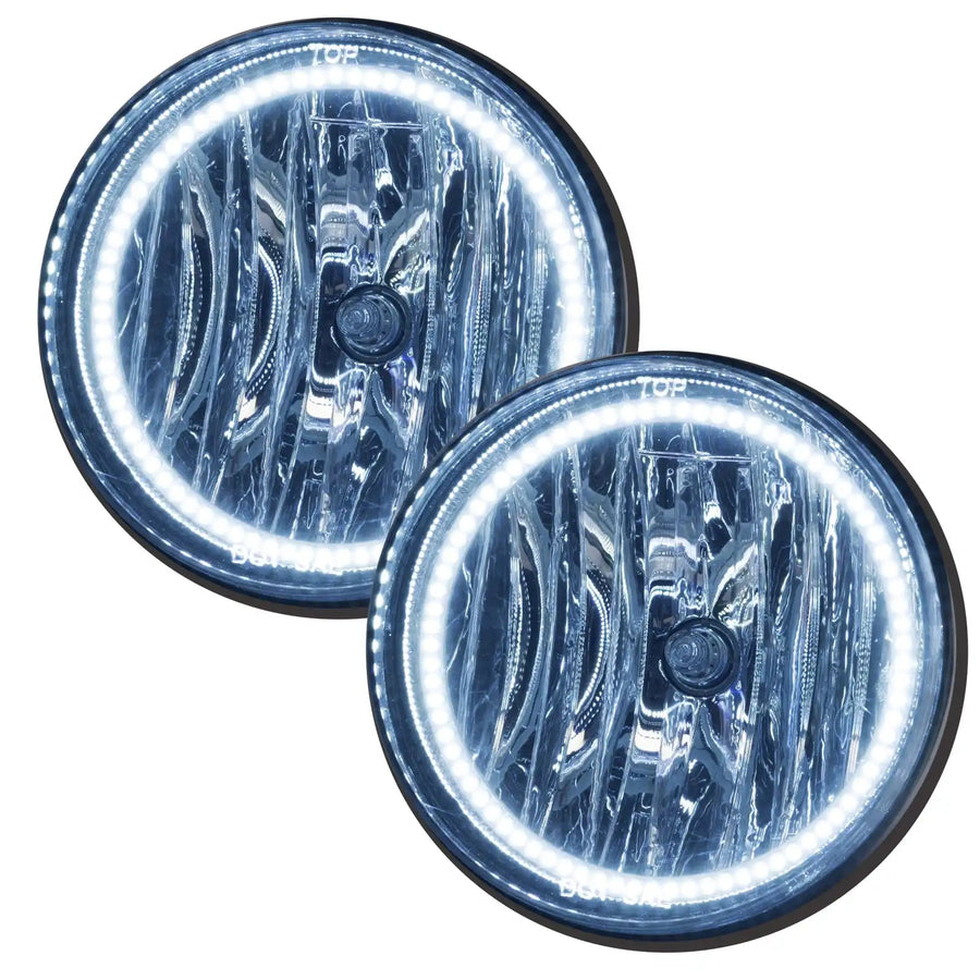 2007-2013 GMC Sierra Pre-Assembled Fog Lights with white LED halo rings.