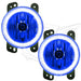 Jeep Wrangler JK fog lights with blue LED halo rings.