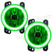 Jeep Wrangler JK fog lights with green LED halo rings.