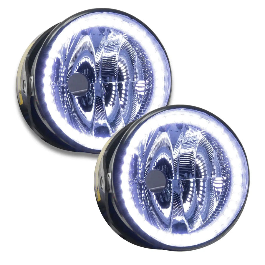 2003-2004 Lincoln Navigator Pre-Assembled Halo Fog Lights with white LED halo rings.