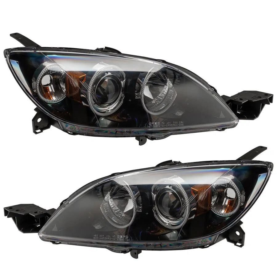 2004-2009 Mazda 3 Pre-Assembled Halo Headlights - Hatchback/Halogen Style