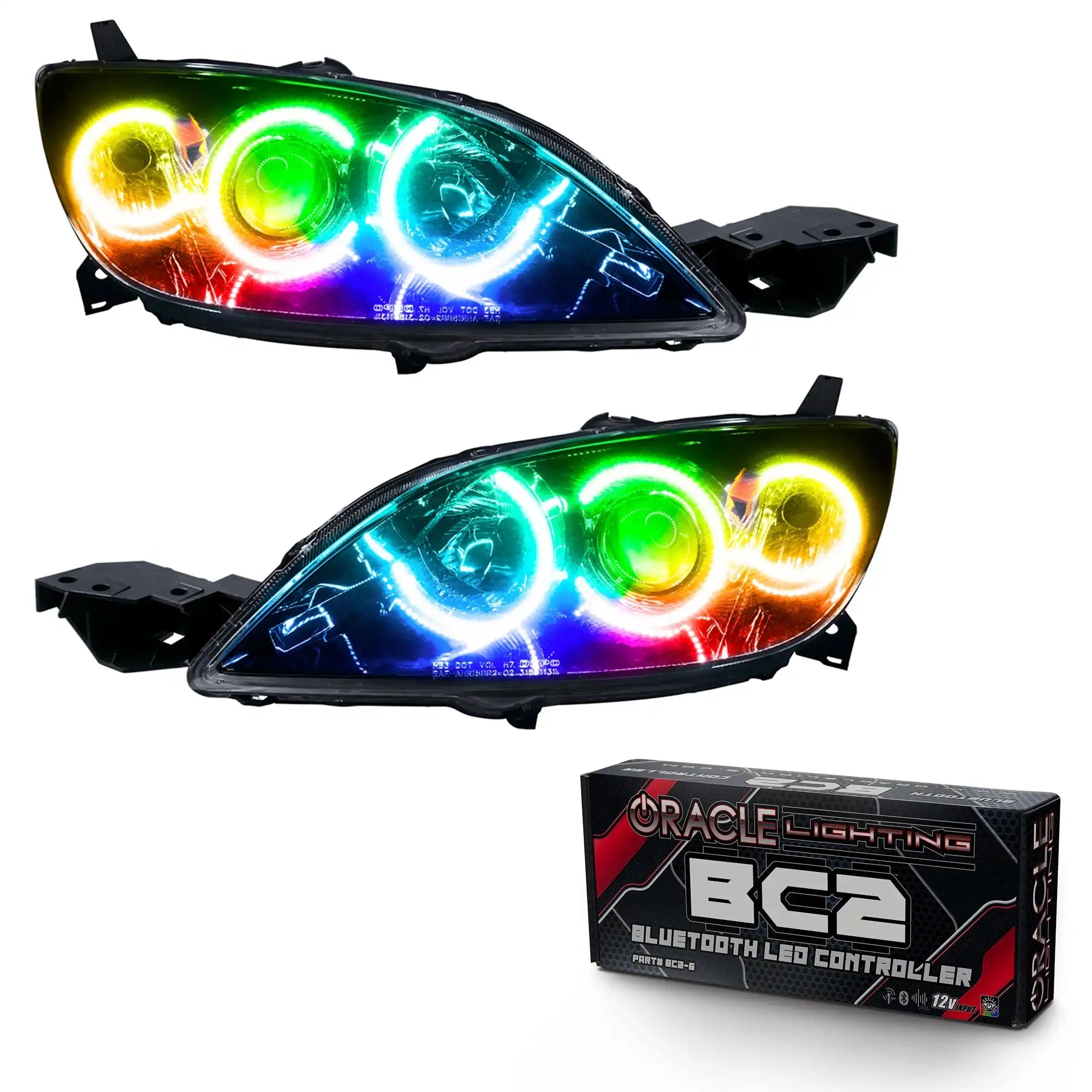PERDE Projector Headlights For Mazda 3 2004-2009 Sedan Halogen Chrome Housing H7 Bulbs DOT